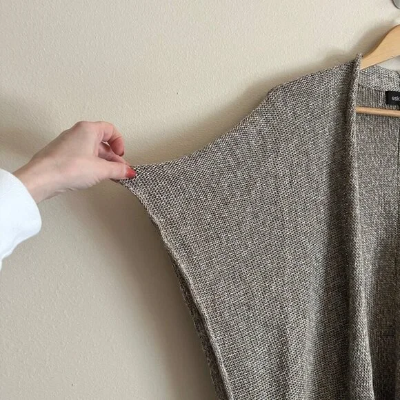 Eskander Rolling Front Tabard Sweater Cardigan Coco Tweed Womens OS Lagenlook